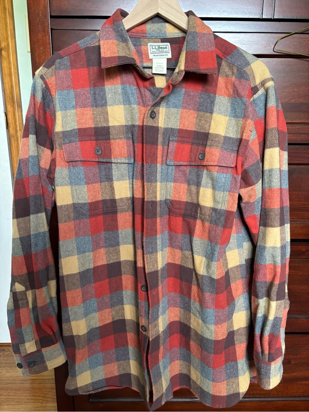 L.L.Bean Plaid Flannel Shirt in Red, Gray,Tan